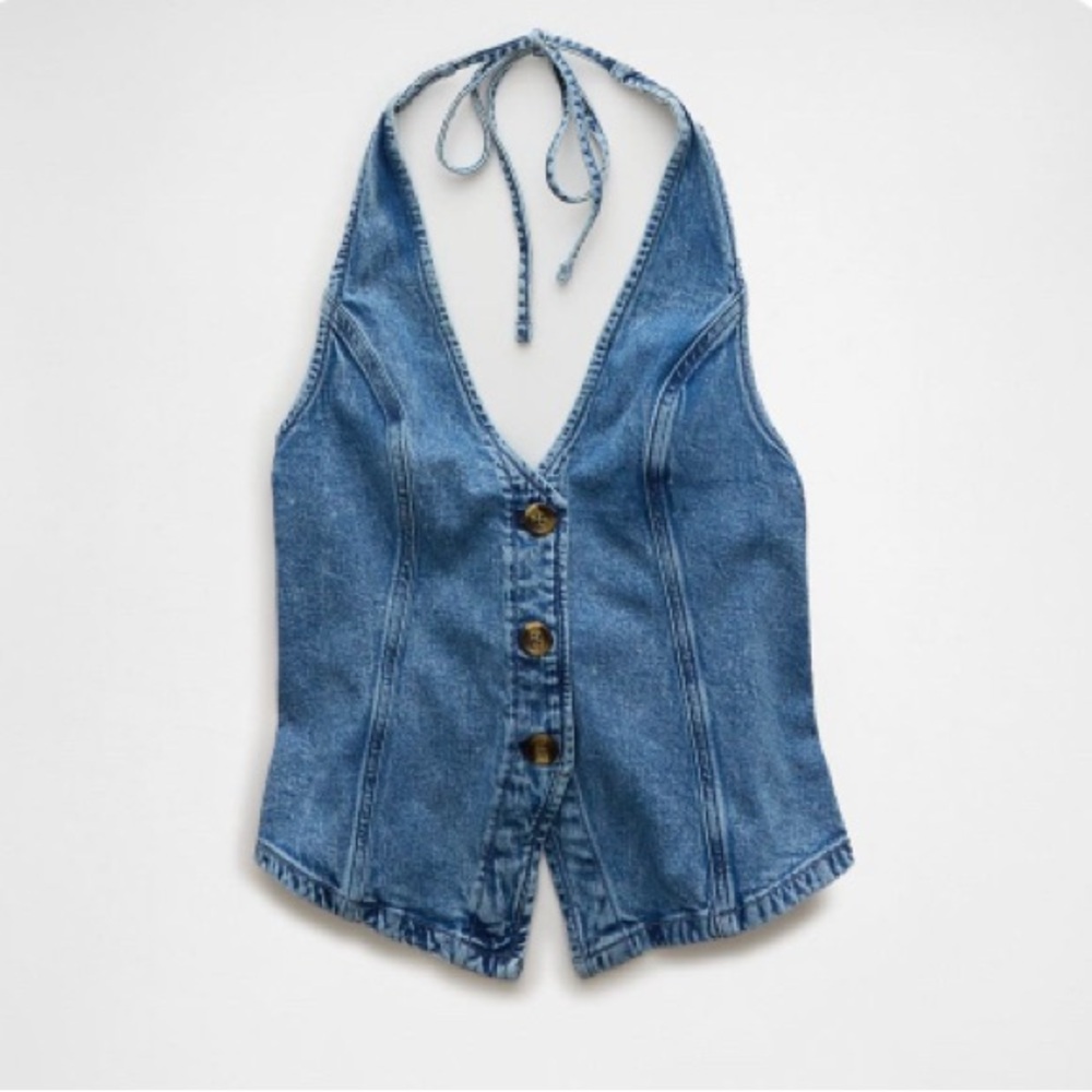 AE Denim Halter Top